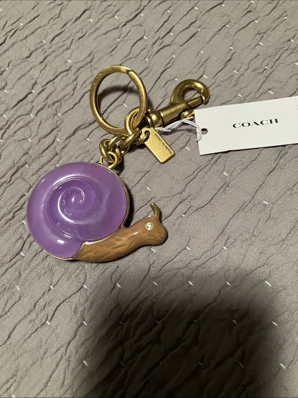 COACH. Snail Keychain Charm with Purple Shell and Gold Hardware. ADORABLE! FIRM - Picture 11 of 11